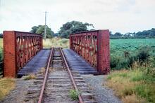 Manx Northern Railway. Girder bridge over Sulby River, looking west toward Lezayre. 10 August 1971