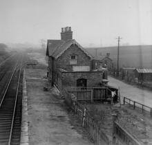Whitegate station (WFD @ 28m 64ch). Winsford & Over branch. 26 March 1960