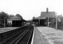 Chorlton-cum-Hardy station (GTP3 @ 3m 12ch), looking south. 23 July 1963