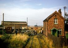 Marston Branch (CLC), Northwich. Level Crossing gate being pushed open. 20 August 1966