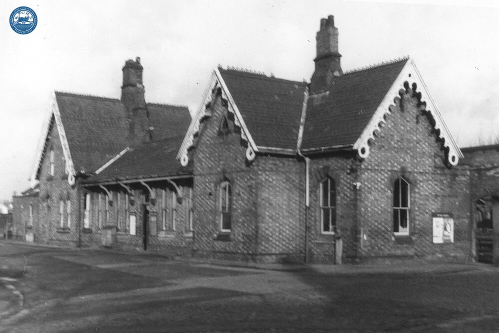 Chorlton-cum-Hardy station entrance (GTP3 @ 3m 12ch), from the West. 31 December 1966
