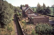 Whitegate station (WFD @ 28m 64ch). Winsford & Over branch.. 29 August 1983