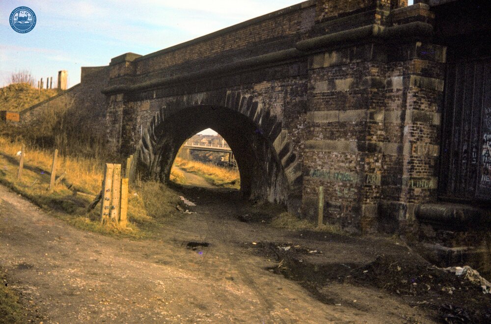 Railways crossing the River Mersey at Heaton Mersey; CLC skew bridge