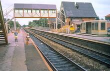 Flixton station MAJ @ 27m 65ch) during redevelopment. 26 August 1988