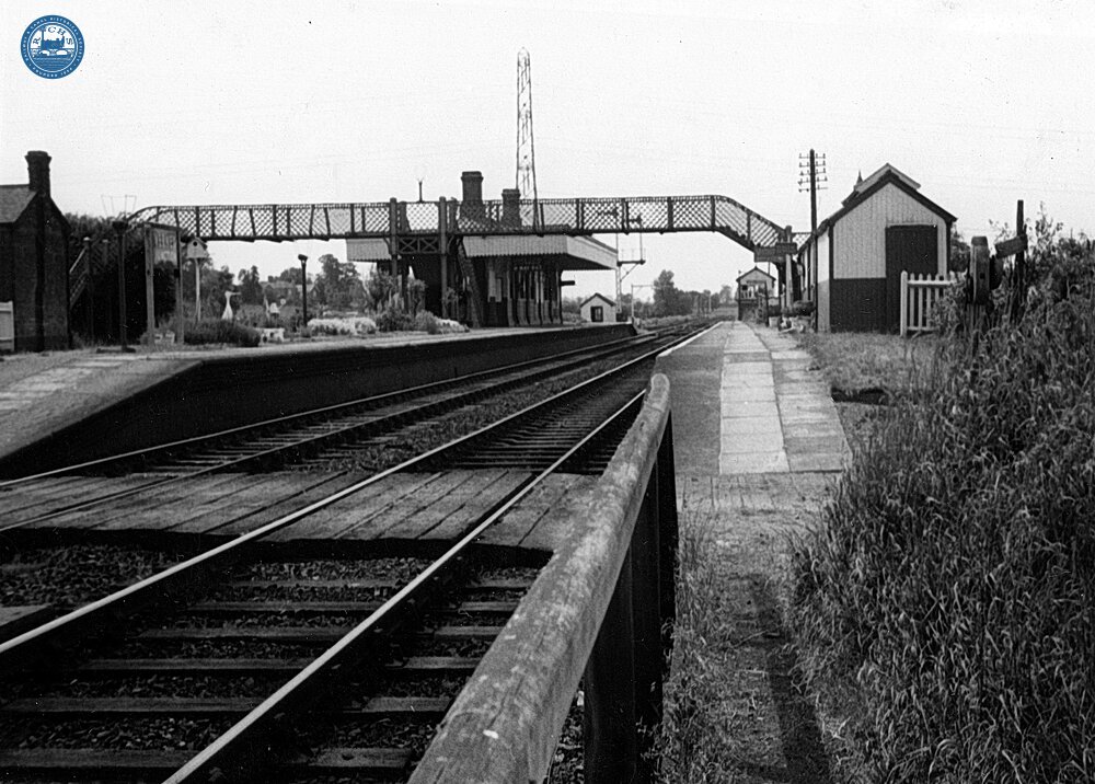 Verney Junction station (MCJ2 @ 50m 47ch), looking West. 07 Jun 1961