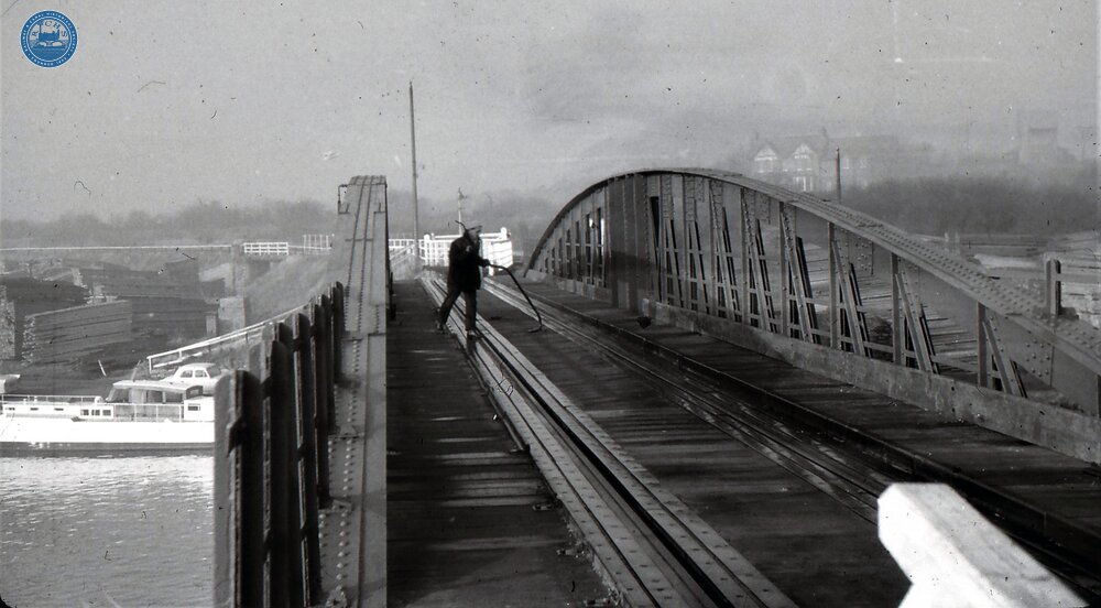 Gloucester & Sharpness Canal. Swing-opening Section of the Severn Bridge at Sharpness