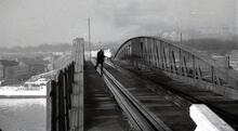 Gloucester & Sharpness Canal. Swing-opening Section of the Severn Bridge at Sharpness