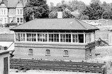 Hereford, Ayleston Hill signalbox (ELR - SHL @ 51m 13ch). 21 July 1971