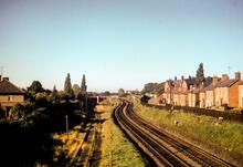 Shrewsbury (Meole Brace suburb) (SBA1 @ approx 1mp) . From A49 (now A5191) Road Bridge, looking west. 25 September 1961.