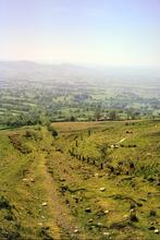 Titterstone narrow gauge incline from the top. Ludlow in the distance. 29 May 1966