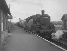 Class 3 2-6-2T 82002 at Bailey Gate on 4.41 pm train to Templecombe, Summer 1962 BJT 58m 33c