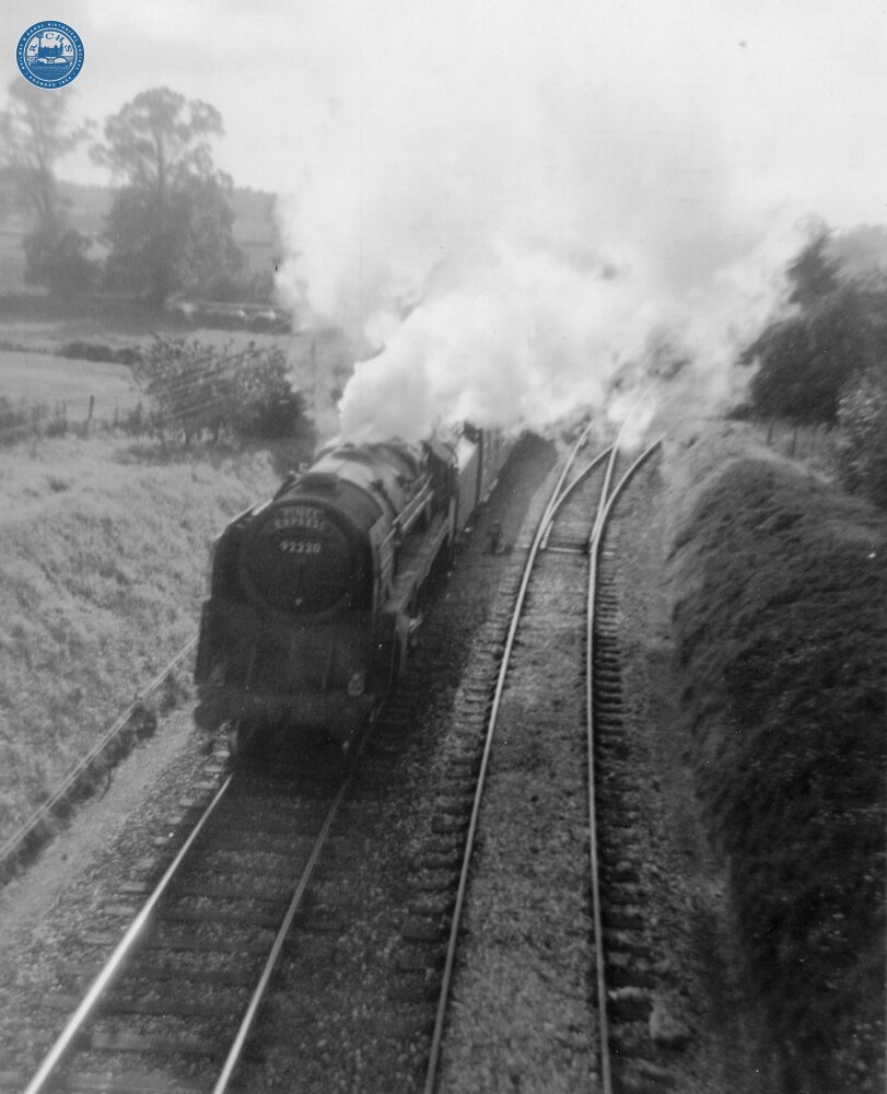 Class 9F 92220 'Evening Star' on Down Pines Express, Corfe Mullen Junction, Aug or Sep 1962