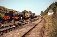 Shackerstone (ASE @ 8m 24ch), looking North to the station. 13 August 1983