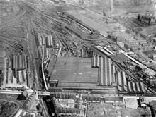 Ariel View St Rollox station (GAL @ 0m 33ch), St. Rollox Works and surrounding area, looking towards Sighthill East Junction. (CBD2 @ 103m 0ch). 1948. (Ref: 031397)