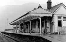 Crianlarich (Lower) station (CLB @ 29m 57ch), looking east. 16 October 1965 