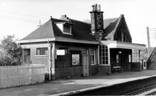Carluke (WCM1 @ 81.75ch). Down platform building. 09 October 1965. 
