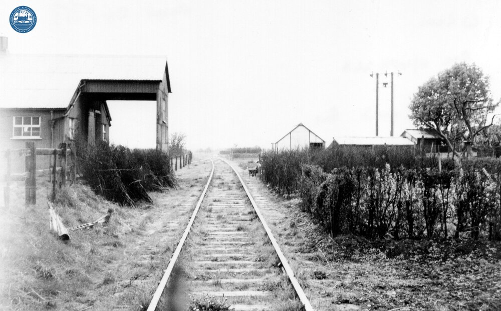 Goods Shed beyond Pilling Station looking towards Knott End. (KEL @ 7m 10ch)