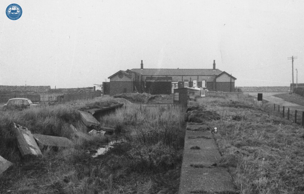 Knott End Station (KEL @ 11m 33ch), looking west from the north platform. 07 January 1966