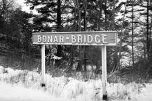 Nameboard of Bonar Bridge station (WCK @ 57m 70ch). Renamed Ardgay on 02 May 1977. 14 February 1970
