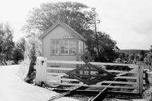 Lairg signalbox and level crossing (WCK @ 66m 78ch). 01 September 1973