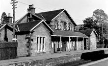 Blair Atholl station (HGL2 @ 35m 09ch). Main building on Up platform. 17 October 1965. 