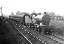 Fowler Compound 4-4-0 No.1122 with a train on the Berkswell - Kenilworth Direct Line (KBB), 1947.