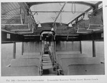 017588  Photograph of interior of Lancashire and Yorkshire thrid class motor coach.