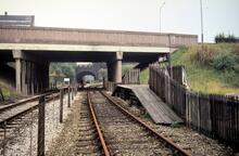 'Bury East Lancashire' platform; Bury Transport Museum. 20 September 1980