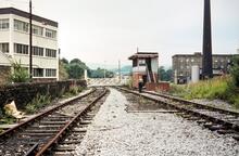 Rawtenstall. (BCP @ 17m 47ch), West Signalbox and level crossing. 15 August 1981