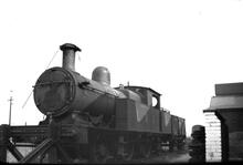 Ex-LYR Class 2F No 10897, at Uttoxeter MPD. 28 March 1954