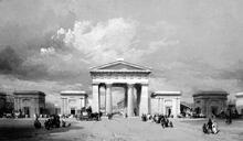 Euston Station. Entrance after opening April 1838. (LEC1 @ 0m 0ch) (Ref: 031118)