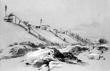 Boxmoor cutting Excavation with horse-powered barrow ramps. June 10 1836 (LEC1 @ c. 26m 40ch) (Ref: 031134)