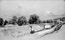 Berkhampstead cutting and bridge June 15 1837. (LEC1 @ c. 30m) (Ref: 031136)