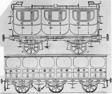 GWR and London & Birmingham Railway First and Second Class Carriages - Line drawings