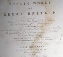 Plate 2 - detail. Title page Public Works of Great Britain. Contents enlargement of text on plate 2