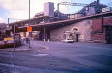 Manchester Piccadilly station (CMP2 @ 188m 70ch). Platforms 13 & 14 from Fairfield St., from the East. 29 September 1988