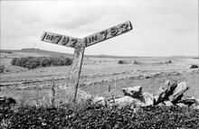 Gradient Post on Minninglow Embankment, Feb 1969. (CHP1 @ 13m 63ch)