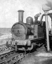 Middleton Top. Filling the water tank of a 2F 0-6-0T in LMS days.