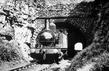 Hopton Tunnel East end with ex-NLR 0-6-0T standing in the entrance. (CHP @ 19m 72ch)