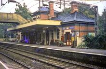 Poynton Station (MCH @ 2m 79ch), Eastern platform. 03 November 1985