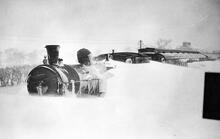 Disley (BEJ @ 6m 9ch). Train stuck in snow-drift between Rosehill and High Lane Disley. 1940s (Ref: 031245)