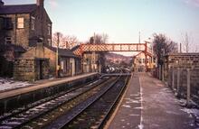 Furness Vale station (BEJ @ 8m 62ch), looking North. 23 February 1986
