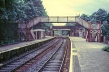 New Mills Newtown station (BEJ @ 7m 50ch). 05 June 1986