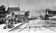 Crewe Station c.1848 - Lithograph (ELR: LEC5 @ 158m 0ch) (Ref: 030108)