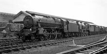 Rugby shed (2A) (LEC1 @ approx 82½m). Locos including LMSR “Black 5” 4-6-0 No 44905. 19 May 1962