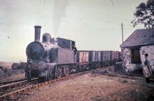 LNWR Webb ‘Chopper’ 2-4-0T No 6428, at Cromford Steeple Grange on the Cromford & High Peak Railway. September 1943