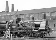 LNWR 2-2-2 No.3020 "Cornwall" at Stoke on Trent 21 May 1960.