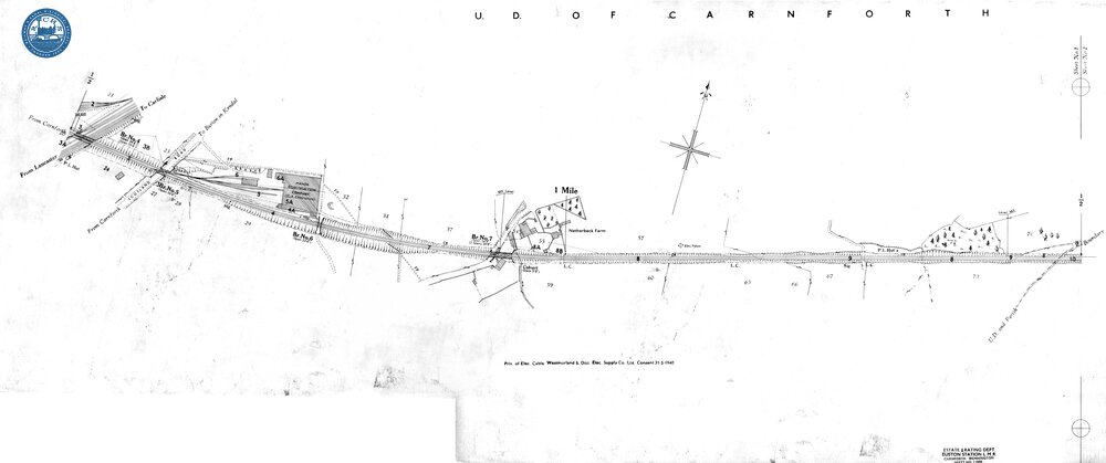 Midland & Furness Joint Railway. Carnforth – Wennington Line. ½mp – 1½mp. 1950 survey