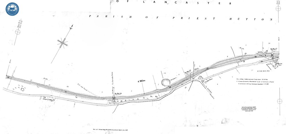 Midland & Furness Joint Railway. Carnforth – Wennington Line. 3½mp – 4½mp. 1950 survey