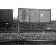 Quainton Road station (MCJ2 @ 44m 21ch). Midland Railway 4-wheel van. 25 August 1975